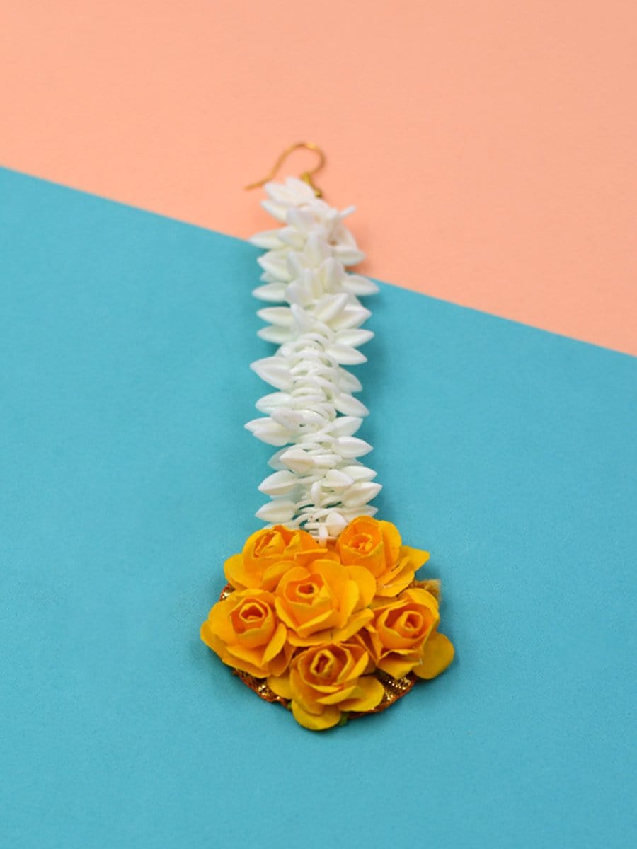 LAMANSH Floral 🌺 Giveaways Yellow-White / Set of 10 Maangtika's LAMANSH® Artificial Flower Maangtika's ( Set of 10) set