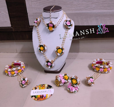Lamansh floral jewellery LAMANSH® Bridal Flower 🌸 Jewellery Set For Haldi / Artificial Floral Necklace Set