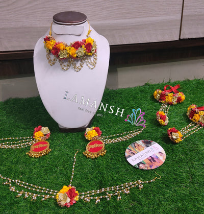 Lamansh floral jewellery LAMANSH® Flower Dulhaniyaa Jewellery set for Haldi or Mehendi ceremony 🌺