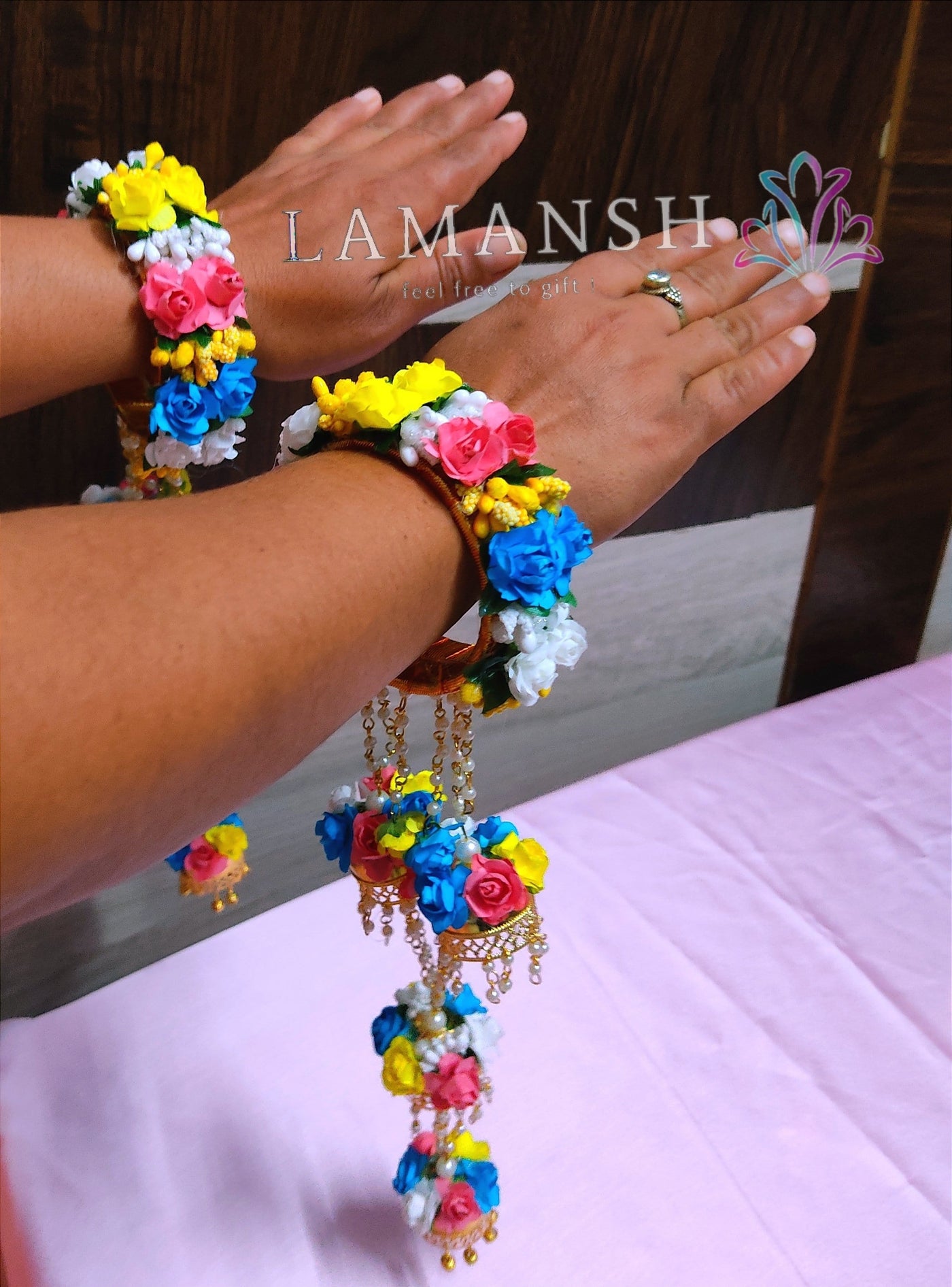 Lamansh Floral 🌺 Kalire 2 Bangles with Kaleere Set / Multicolor LAMANSH® Special Floral Bangles with Kaleere Set 🌺 / Kalire set