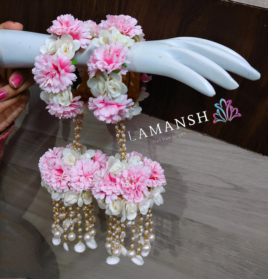 LAMANSH® Pair of Floral 🌺 Bangles with Kaleere Artificial
