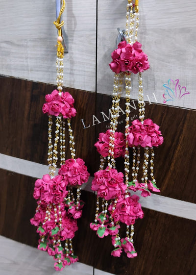 Lamansh Floral 🌺 Kalire 2 piece of Floral 🌺 Kalire for Both Hands / Pink LAMANSH® Special Floral Kaleere Set 🌺 with Hand Bangles set / Kalire set