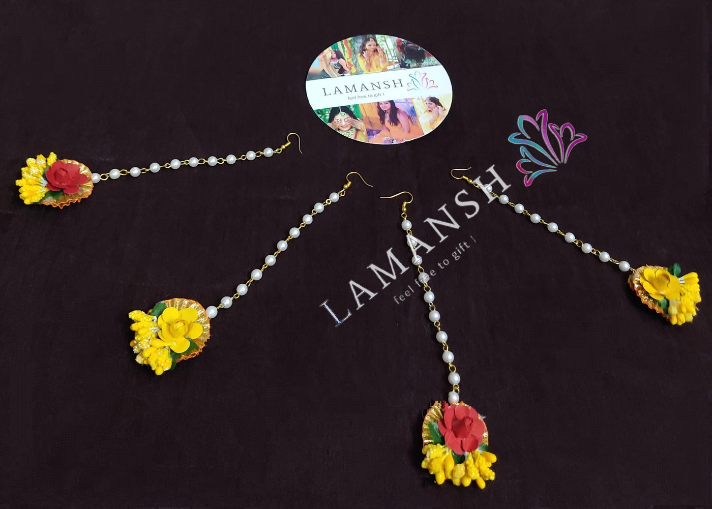 LAMANSH Floral 🌺 maangtika Assorted colors / Set of 100 Maangtika's LAMANSH® ( Set of 100) at just 20 each / Artificial 🌺 Flower Maangtika's set / Haldi & Mehendi Favors for bridesmaid