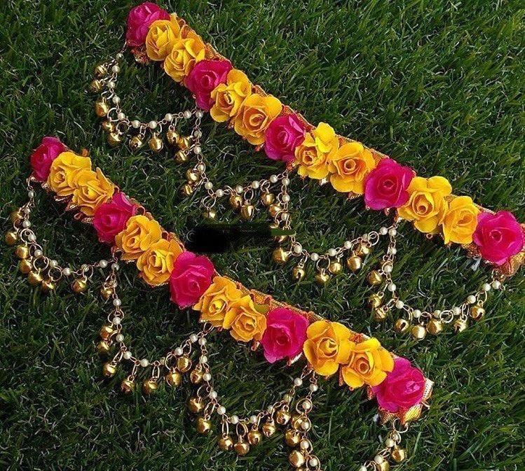 Lamansh Floral Payal Set Gold Ghungroo / / Standard / Engagement Lamansh Ghungroo Collection Floral Payal Set Multicolor / Standard / Engagement / Anklet set