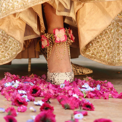 Lamansh Floral Payal Set Pink / Standard / Engagement Lamansh Floral Payal Set Multicolor / Standard / Engagement / Anklet set