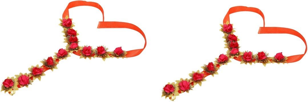 Lamansh Floral Payal Set Red-Gold / Standard / Engagement Lamansh Floral Payal Set Multicolor / Engagement / Anklets Set