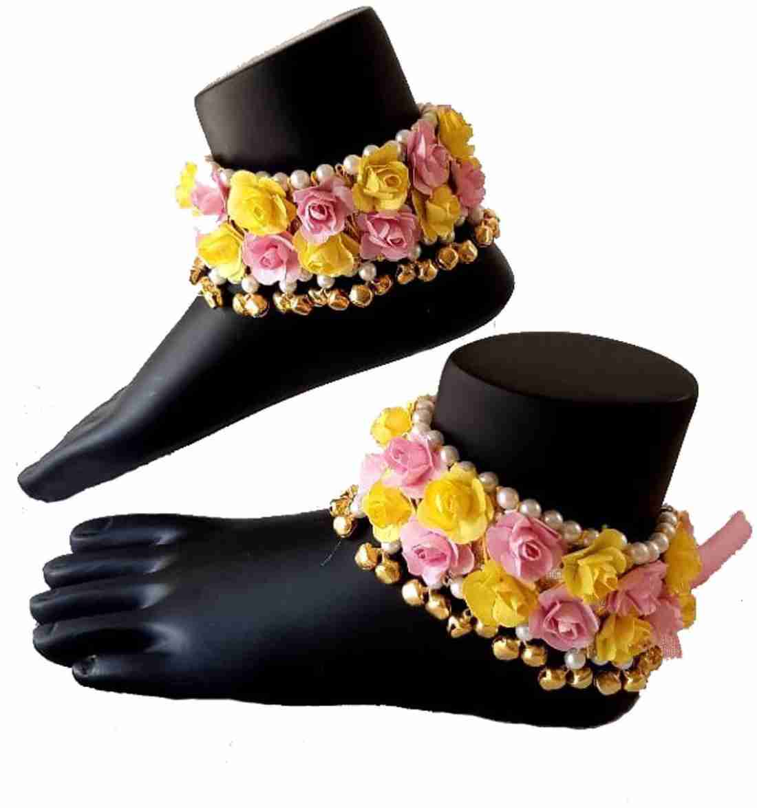 Flower jewellery anklets set / Payal set