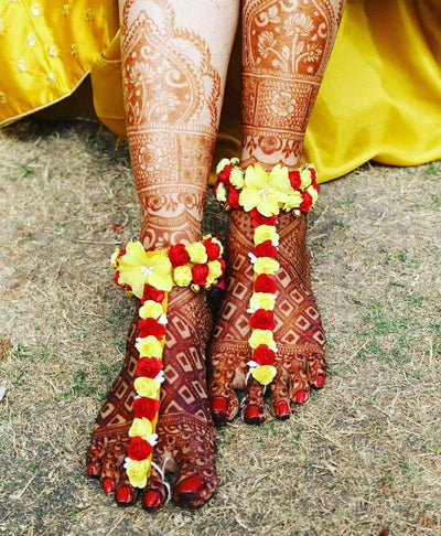 Lamansh Floral Payal Set Yellow-Red / Standard / Engagement Lamansh Floral Payal Set Multicolor / Standard / Engagement / Anklet set
