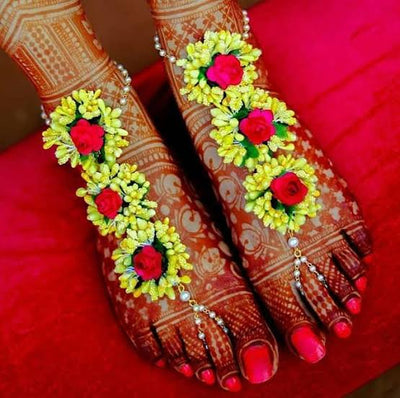 Lamansh Floral Payal Set Yellow-Red / Standard / Engagement Lamansh Floral Payal Set Multicolor / Standard / Engagement / Anklets Set