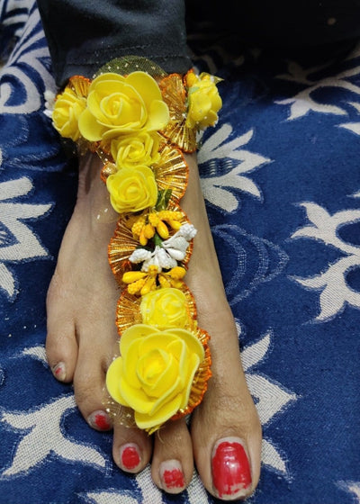 Lamansh Floral Payal Set Yellow / Standard / Engagement Lamansh Floral Anklets Payal Set / Engagement / Anklet set