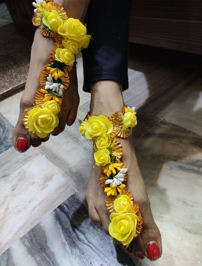 Lamansh Floral Payal Set Yellow / Standard / Engagement Lamansh Floral Anklets Payal Set / Engagement / Anklet set