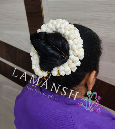 LAMANSH Flower Gajra White / Standard / 1 LAMANSH® Mogra Flower Hair Accessories, White / Flower Bun Juda Accessories