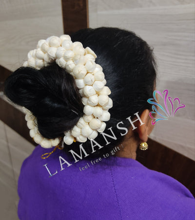 LAMANSH Flower Gajra White / Standard / 5 LAMANSH® (Pack of 5) Mogra Flower Hair Accessories, White / Flower Bun Juda Accessories