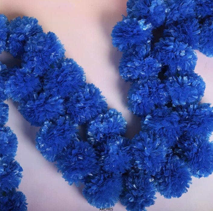 LAMANSH ® flower garlands hangings Blue , white LAMANSH Set of 20 Artificial Flower Marigold Garland (Blue, Length - 24 Cm, 30 Flowers in Every Garland ) Wall Hanging for Home Decor