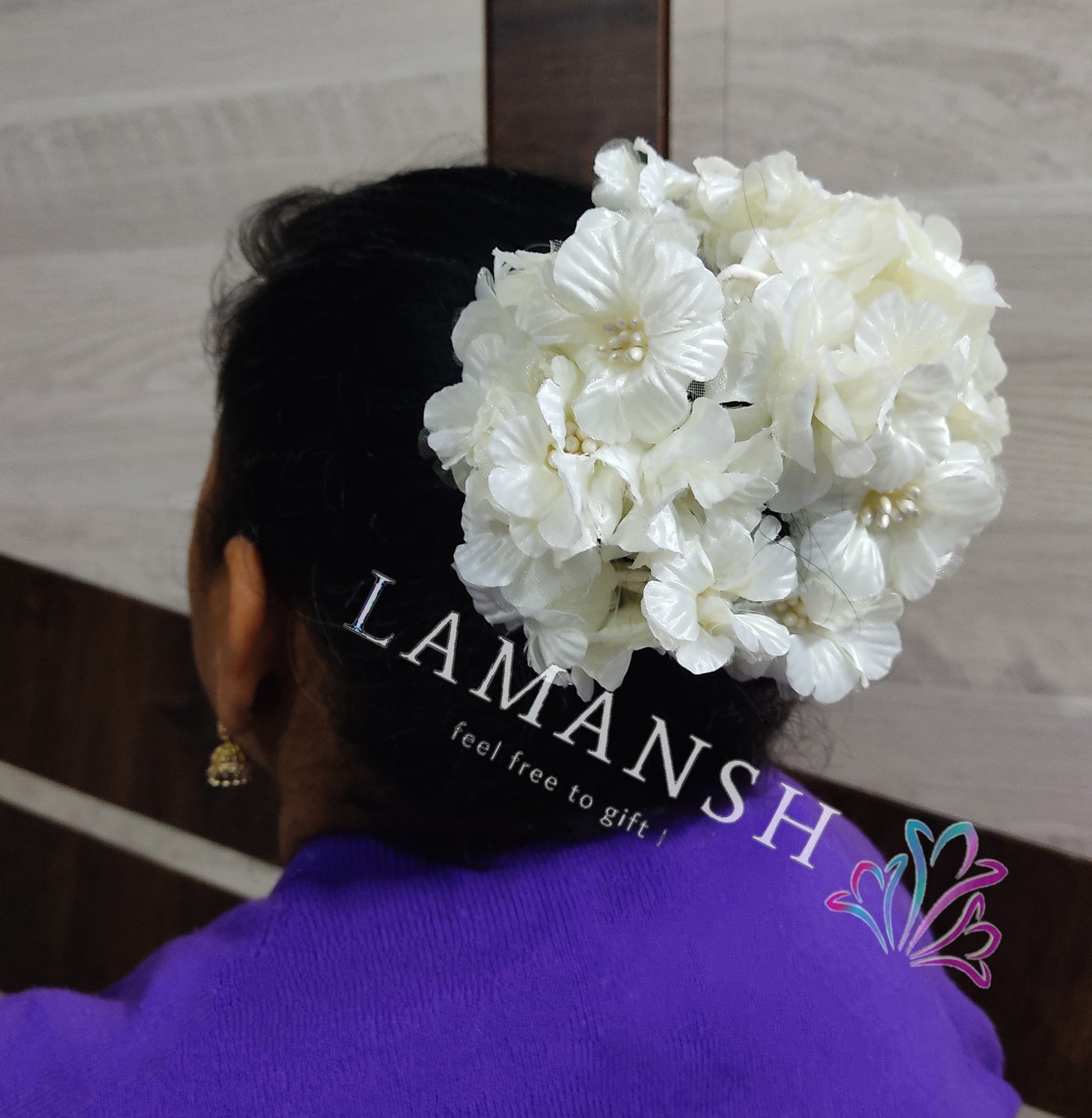 LAMANSH Flower Hair Accessory White / 12 bunch of Flowers ( 12 Flowers in each bunch ) / Bridal LAMANSH® Pack of 12×12 Flowers for Hair Bun Juda / Floral Hair Accessory set for Women's Bridal Makeup