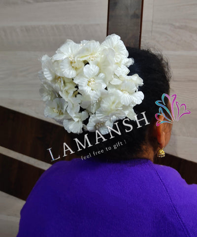 LAMANSH Flower Hair Accessory White / 12 bunch of Flowers ( 12 Flowers in each bunch ) / Bridal LAMANSH® Pack of 12×12 Flowers for Hair Bun Juda / Floral Hair Accessory set for Women's Bridal Makeup