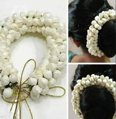 Lamansh Flower Hair Accessory White / Artificial Flower / Gajra LAMANSH® Beautiful Hair Gajra For Women And Girls For Bharatnatyam Kuchipudi Dance And Party Use Pearl Beads Gajra For Bridal / Jasmine Flower Hair Accessories, White