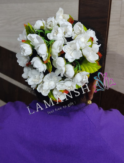 LAMANSH Flower Hair Accessory White - Green / 12 bunch of Flowers ( 12 Flowers in each bunch ) / Bridal Style LAMANSH® Pack of 12×12 Flowers Pin for Hair Bun Juda / Floral Hair Accessory set for Wedding 💥 & Women's Bridal Makeup