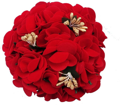 Lamansh Flower Hair Bun Red / Artificial flowers / Haldi ,Wedding,Engagement,Ladies Sangeet Lamansh™ Floral Hair Bun Juda for Women & Girls / Bridal Makeup Bun / For Wedding / Flower 🌺 Bun set