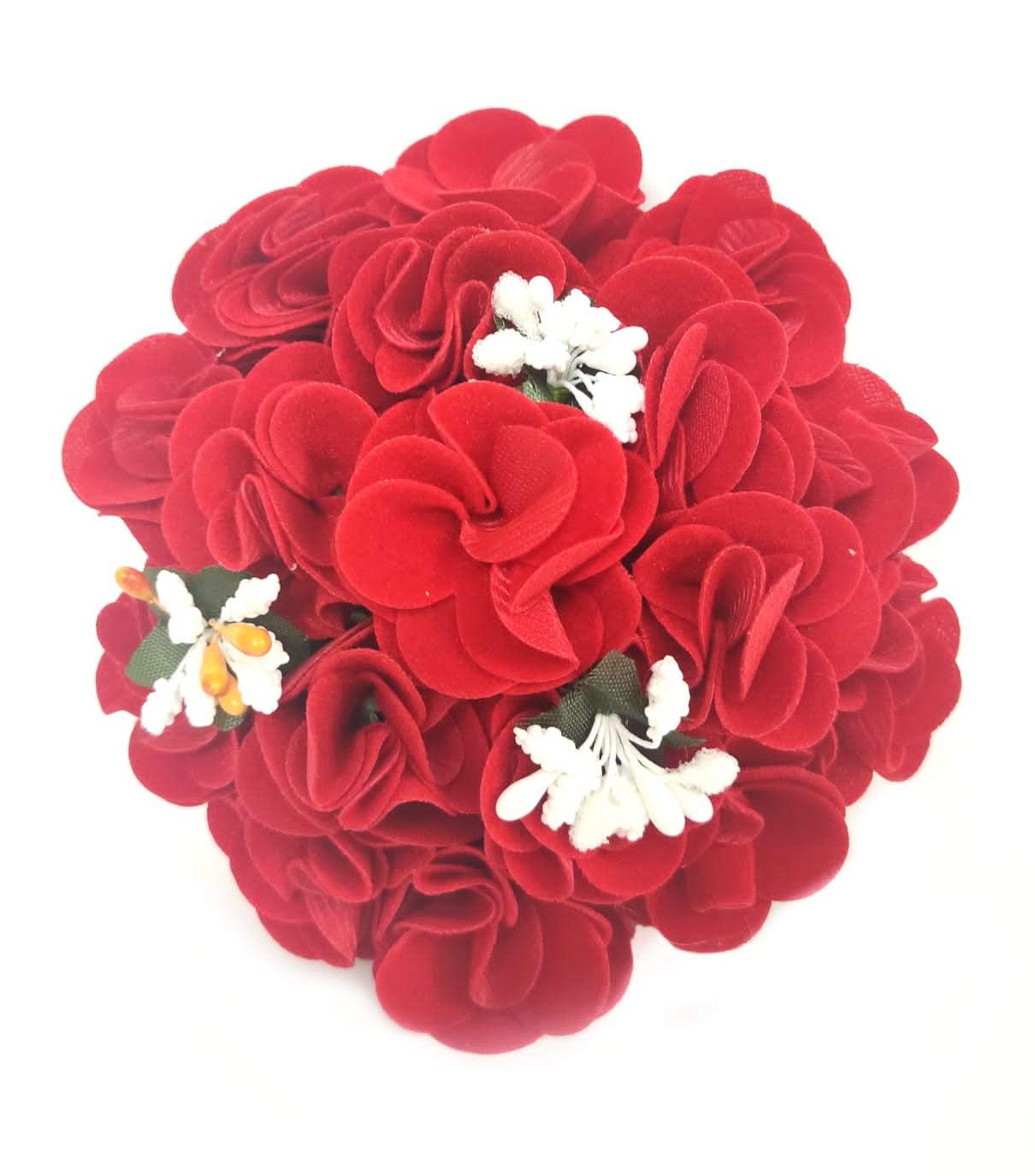 Lamansh Flower Hair Bun Red / Artificial flowers / Weddings ,Engagement Lamansh™ Floral 🌺 Hair Bun Juda for Women & Girls / Bridal Makeup Bun / For Wedding / Flower 🌺 Bun set