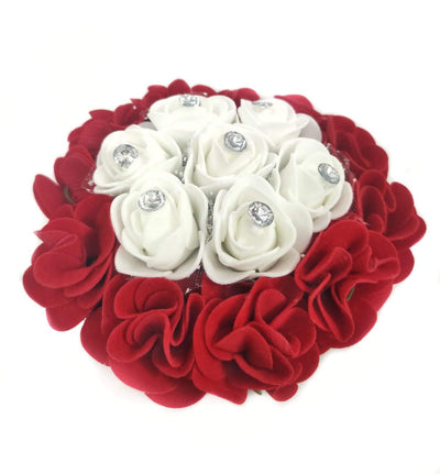 Lamansh Flower Hair Bun Red-white / Artificial flowers / Haldi ,Wedding,Engagement,Ladies Sangeet Lamansh™ Floral Hair Bun Juda for Women & Girls / Bridal Makeup Bun / For Wedding / Flower 🌺 Bun set