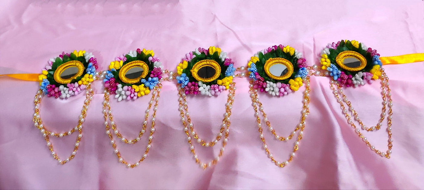 Lamansh Flower 🌺 Jewellery 1 Kamarband / Rainbow🌈 LAMANSH® Mirror Collection Floral 🌺 Kamarband Hipchain set