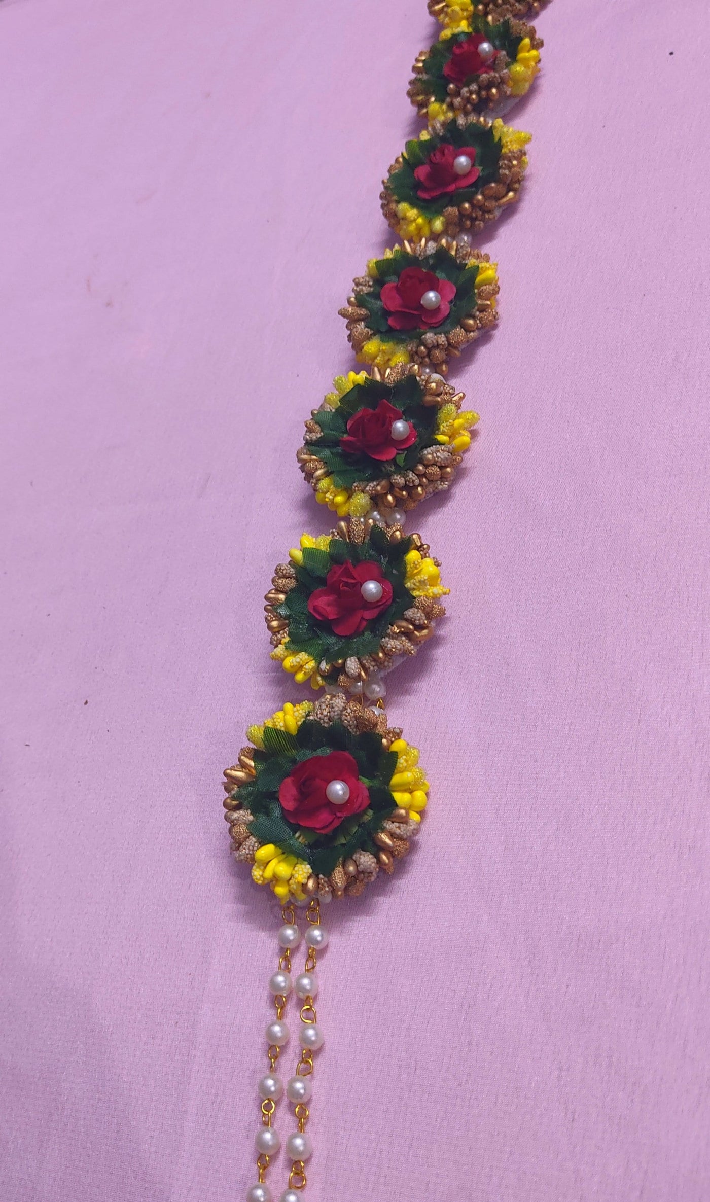 Lamansh Flower 🌺 Jewellery 1 Kamarband / Red Yellow LAMANSH® Haldi Collection Floral 🌺 Kamarband Hipchain set