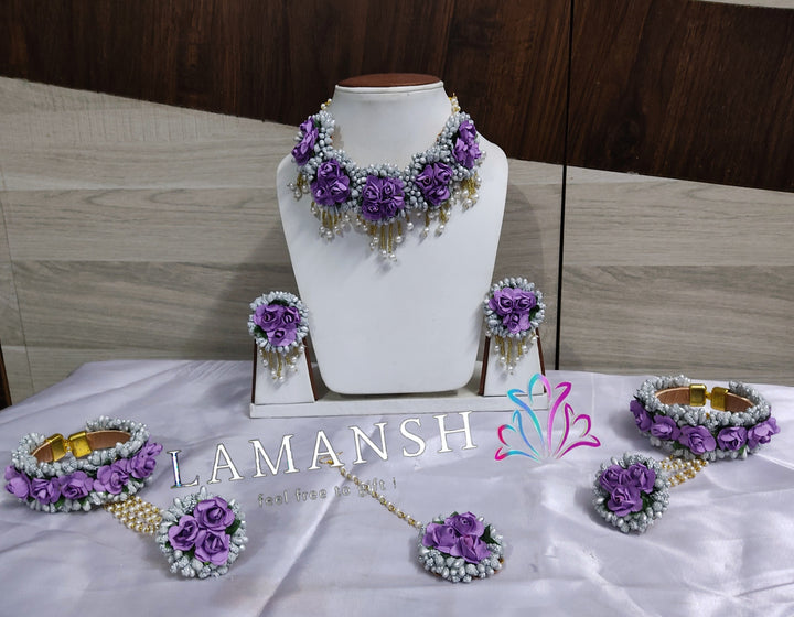 lavender flower jewellery LAMANSH® Bridal Purple Gorgeous Flower Jewellery Set For Women & Girls – Lamansh