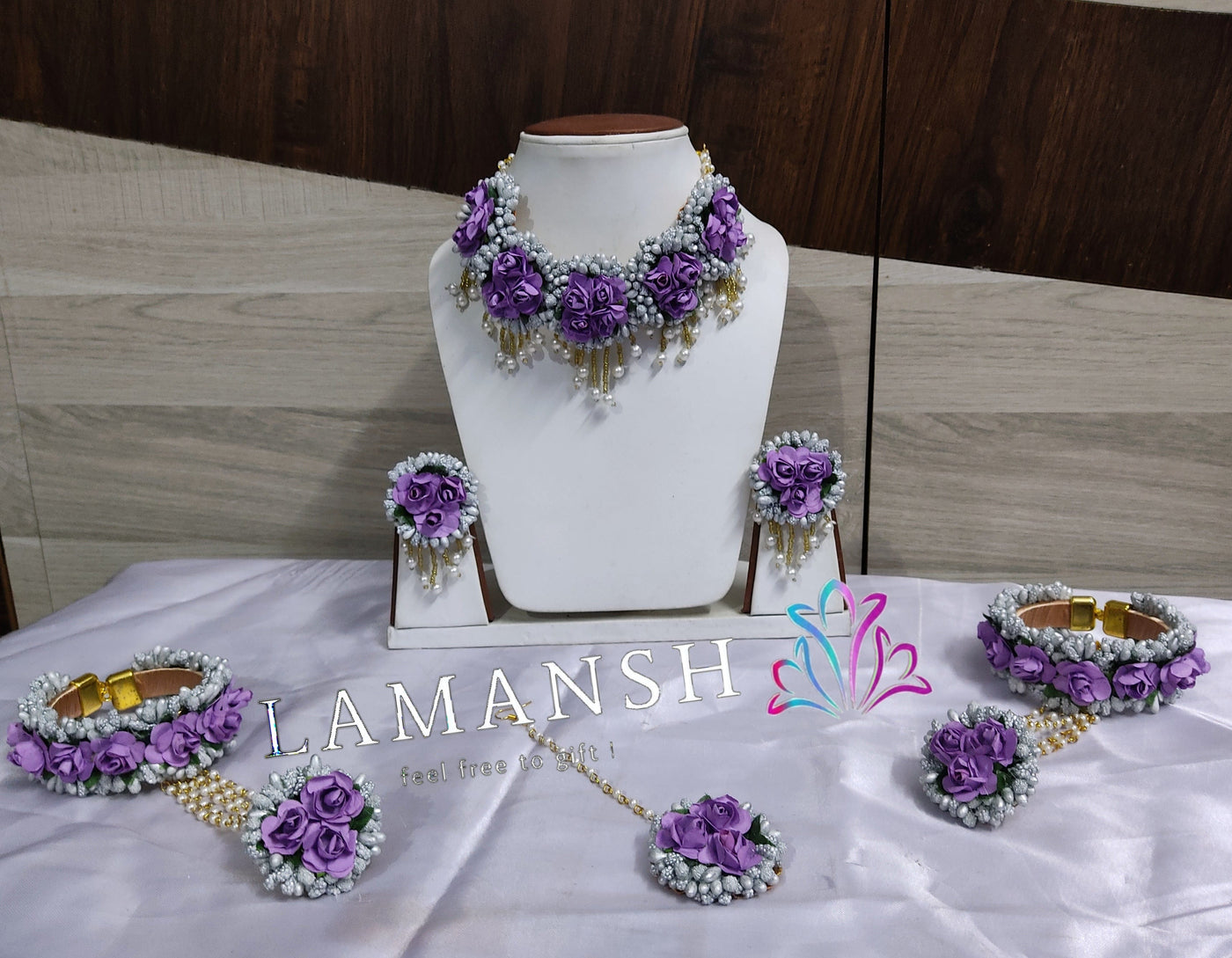 LAMANSH® Purple Gorgeous Flower Jewellery Set For Women Girls