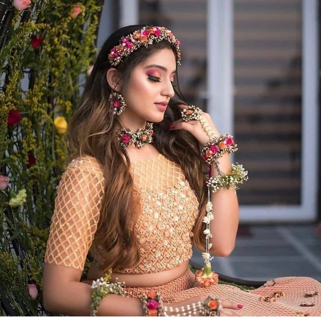 Baby Shower Original Flower Jewellery For Haldi Online Wedding