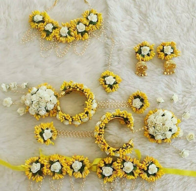  Yellow Floral jewellery set with payal Set / Anklets set 