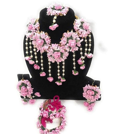 Pink Flower Jewellery With earrings set 