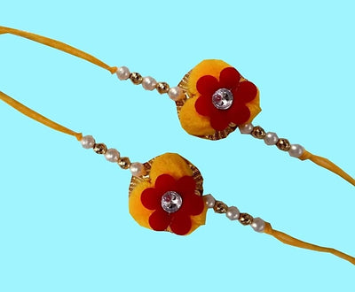 Lamansh Flower 🌺 Jewellery 1 Necklace, 2 Earrings ,1 Maangtika & 2 Bracelets set / Yellow-Red LAMANSH® Handmade Flower Jewellery Set For Women & Girls / Haldi Set