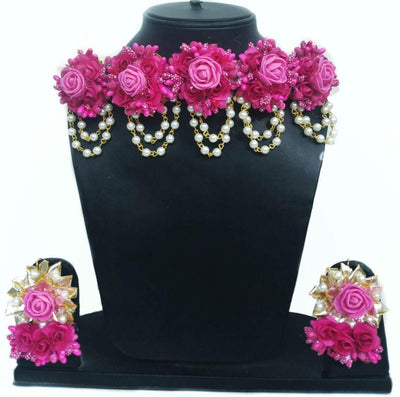 Lamansh Flower Jewellery 1 Necklace & 2 Earrings / Pink LAMANSH® Special Floral 🌺 Jewellery Set