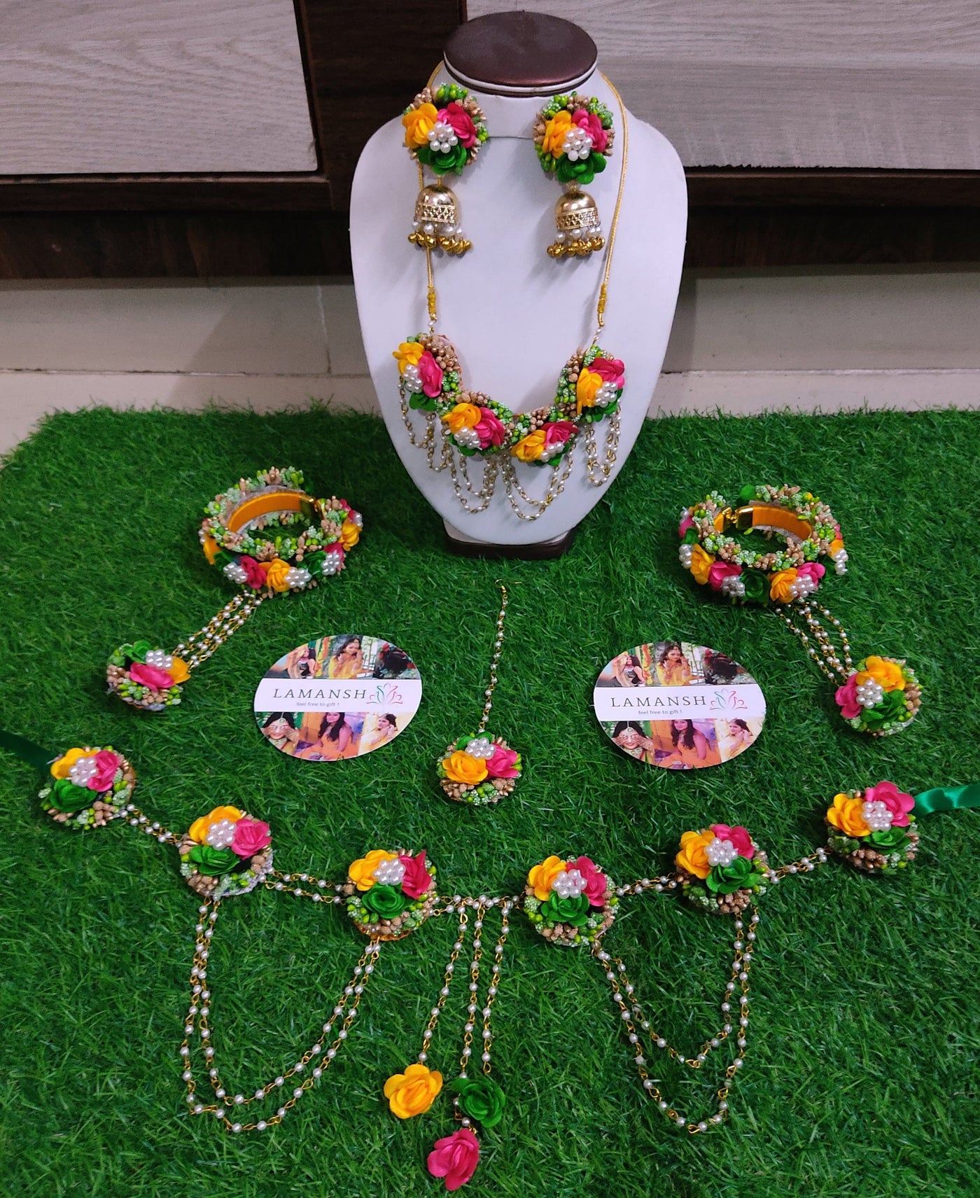 LAMANSH® Floral Jewellery Set 🌺 with Kamarbandh Flower Jewelry