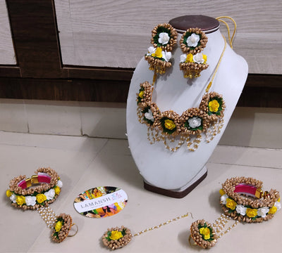 LAMANSH Flower Jewellery LAMANSH® Artificial Paper Flower 🌺 Jewellery Set for Bridal Mehendi ceremony