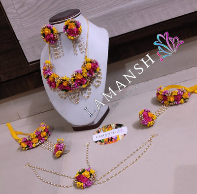 Lamansh Flower 🌺 Jewellery LAMANSH® Handmade Flower Jewellery Set For Women & Girls / Artificial Floral Jewelry set for Haldi ceremony