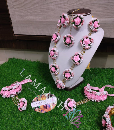 LAMANSH Flower Jewellery LAMANSH® Necklace Floral Jewellery Set 🌺 / Flower Jewelry set for Bride in Haldi or Mehendi ceremony