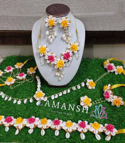 LAMANSH Flower Jewellery LAMANSH® Shells Floral Jewellery Set 🌺 / Flower Jewelry set with Kamarbandh