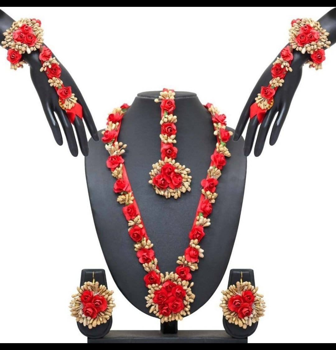 Red floral jewellery for weddings