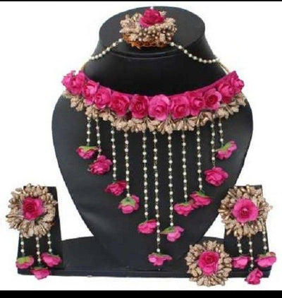 Pink floral jewellery for haldi