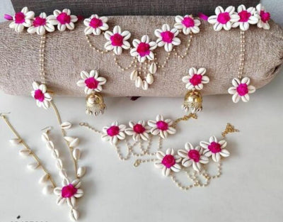 LAMANSH Flower Jewellery White-pink / Standard / Shells 🐚 Style Lamansh® Shells Flower Jewellery Set With Shells Jewellery set Complete Bridal set