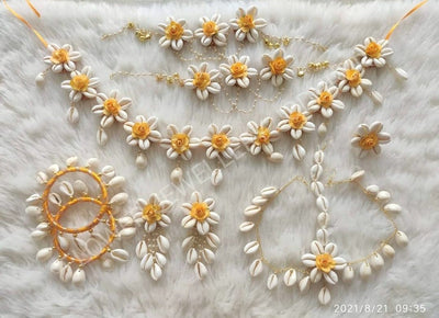 LAMANSH Flower Jewellery White-Yellow / Standard / Shells 🐚 Style Lamansh® Flower Jewellery Set With Shells Jewellery set Complete Bridal set
