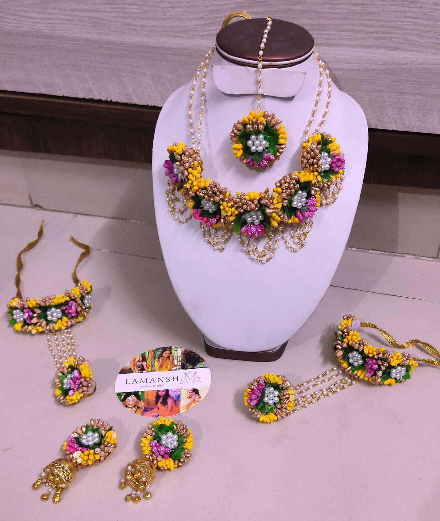 Artificial Jewellery Floral Jewellery For Mehendi Online Yellow