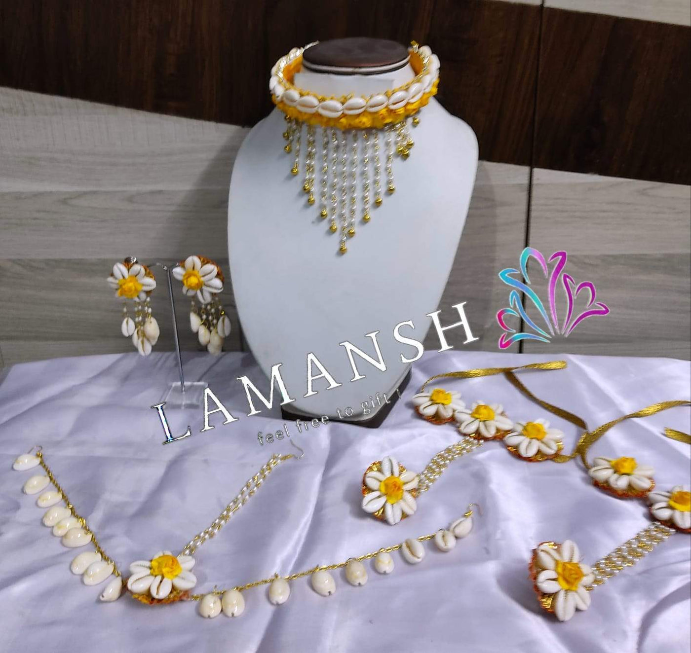 LAMANSH Flower Jewellery Yellow-White / Standard / Shells 🐚 Style Lamansh® Shell 🐚 Collection Floral Jewellery Set 🌺 / Artificial Flower Set