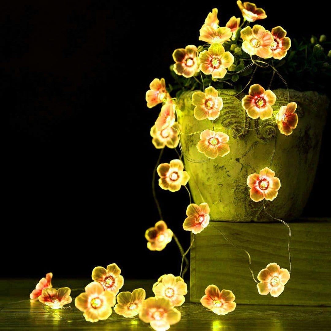 LAMANSH Flower Rice Light Yellow / Plastic / 11 ft. LAMANSH® 16 Flower Lights for Home Decoration,String Fairy Rice Lights,Decorative Flowers,Light for Home Decor, Christmas, Diwali and Festive Decoration(led String Lights for Decoration)