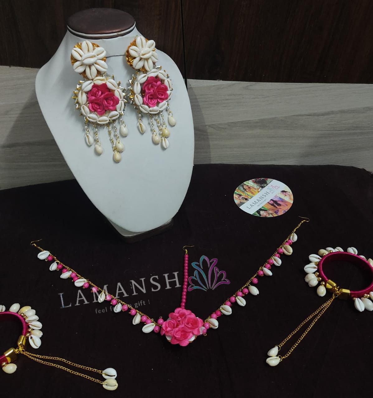 LAMANSH Flower Shell Jewellery Pink / Standard / Shells 🐚 Style Lamansh® Flower Jewellery Set With Shells Earrings & Bracelet set