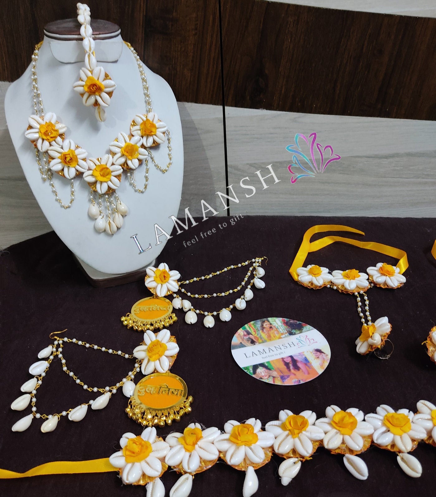 LAMANSH Flower Shell🐚 Jewellery White-Yellow / Standard / Shells 🐚 Style LAMANSH® Flower Jewellery Set With Shells Jewellery set Complete Bridal set