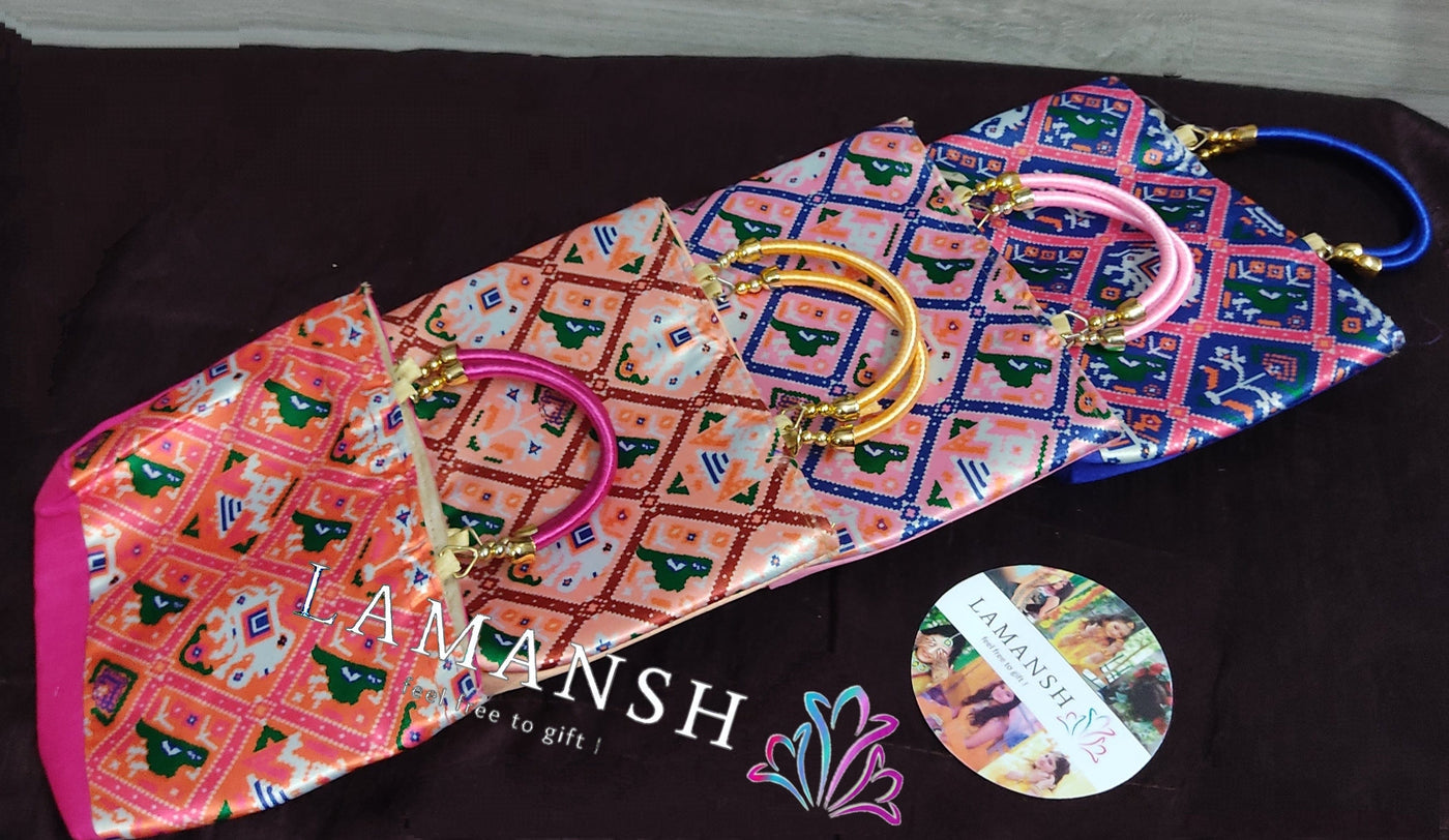 LAMANSH ® gift bags LAMANSH Silk Patola Fabric Purse Hand bags for Women / Best Wedding favors for bridesmaid