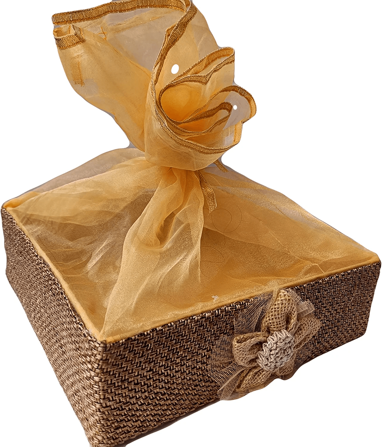 LAMANSH gift hamper basket LAMANSH® (10×10 inch & 8×8 inch) 10pcs Jute work Gifts Hampers, Fancy Storage Basket for Wedding /Packing/Fruit/Dry fruit/Multipurpose Baskets